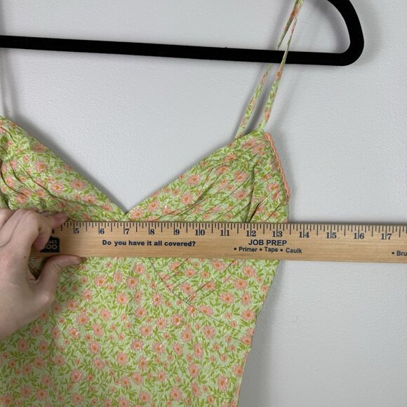 Topshop Slip Dress Floral Jacquard Midi Green Pink Size 4 Summer Wedding NWT - Picture 8 of 12